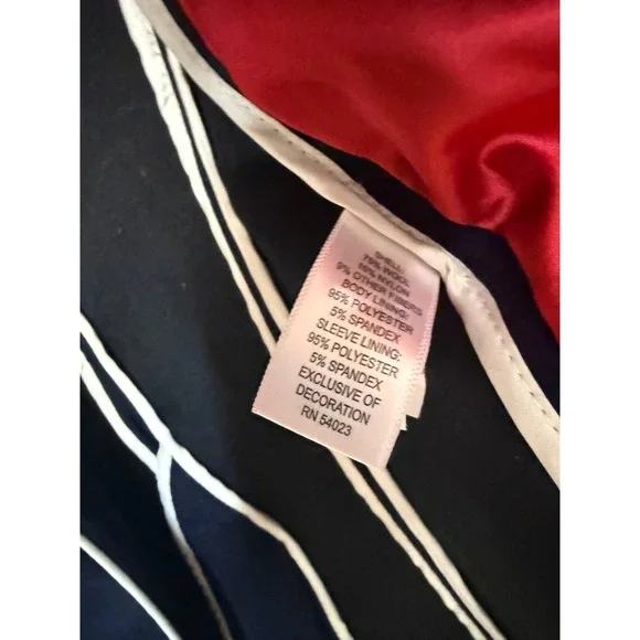 Banana Republic Navy Wool Italian Fabric Blazer White Piping Silver Size 8 - Picture 3 of 6